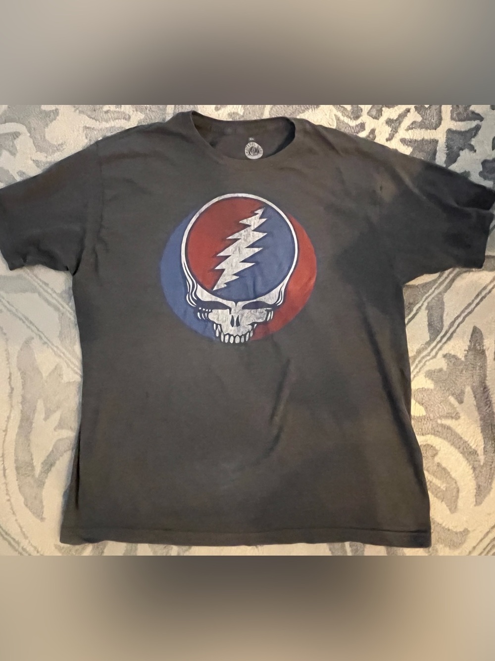 Grateful Dead Black Short-Sleeve Tee with Red & Blue Steal Your Face Graphic